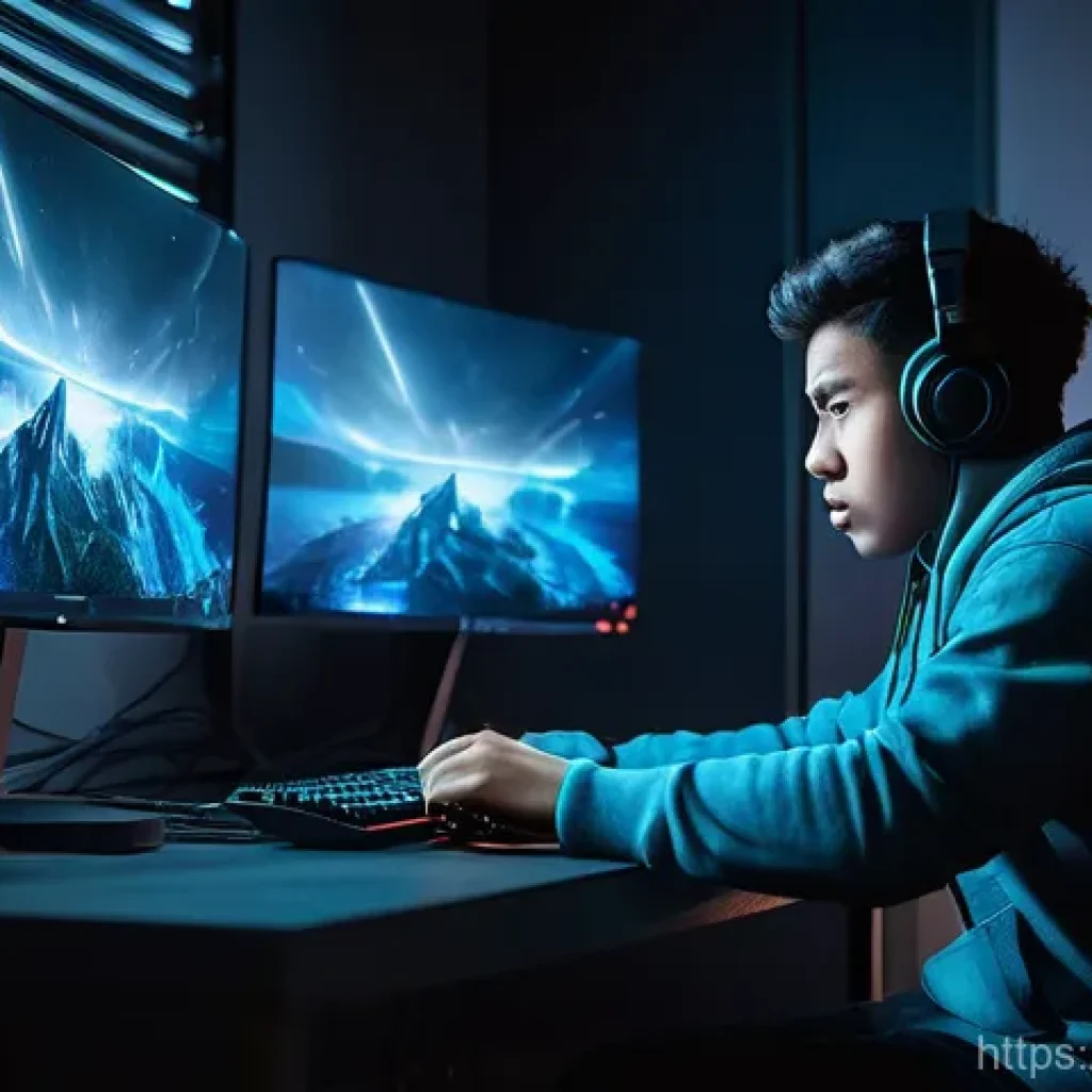 이터널리턴 네트워크 상태 점검 - **Prompt:** A young, diverse gamer, visibly frustrated, clenches their fists while staring intently ...