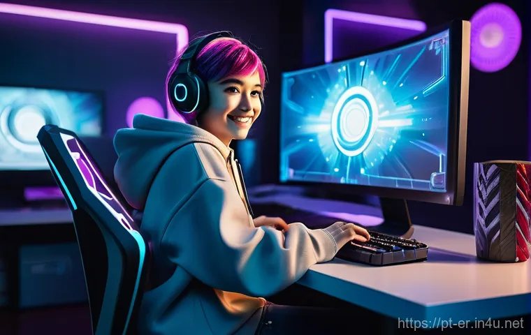 이터널리턴 무료 이벤트 참여법 - **Prompt:** A vibrant, dynamic image of a young adult gamer (female, early 20s, with short, stylish ...
