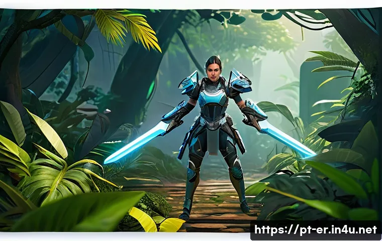 이터널리턴 유저 리뷰 종합 - A dynamic battle scene from a futuristic MOBA + battle royale game, featuring a female character in ...