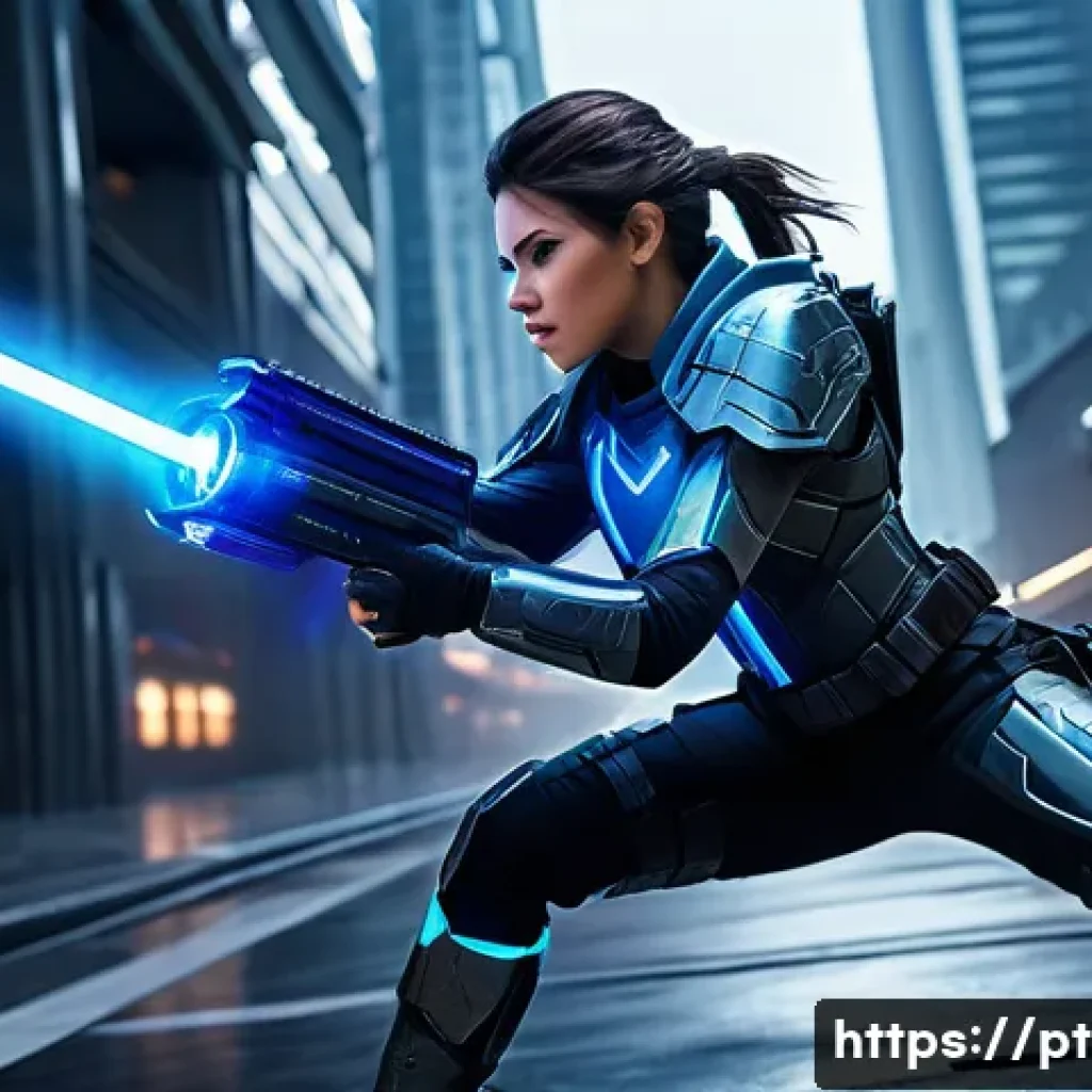이터널리턴 실시간 매치 분석 - A dynamic and intense scene featuring Selena, the agile assassin from Eternal Return, poised in mid-...