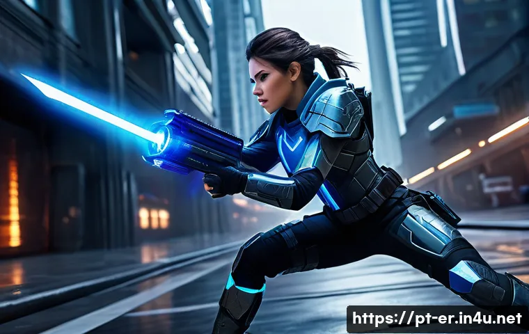 이터널리턴 실시간 매치 분석 - A dynamic and intense scene featuring Selena, the agile assassin from Eternal Return, poised in mid-...