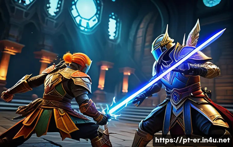 이터널리턴 주요 업데이트 기록 - A dynamic battle scene featuring diverse fantasy characters engaged in strategic combat within a det...