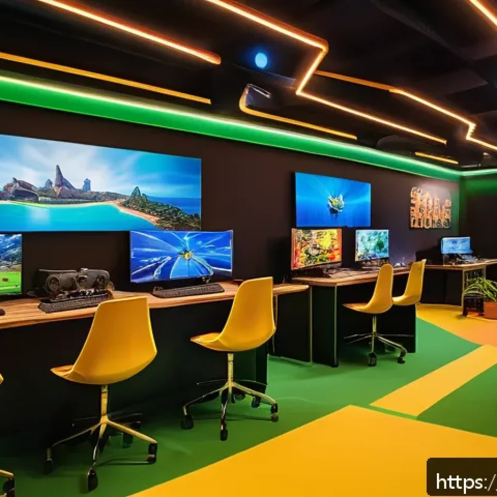이터널리턴 커뮤니티의 발전 - A vibrant Brazilian gaming community event scene, showcasing diverse players in casual esports attir...