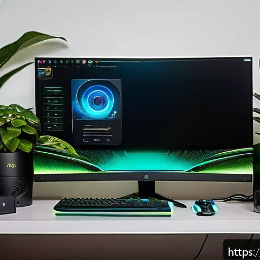 이터널리턴 게임 환경 최적화 - A modern gaming setup in a cozy Brazilian home office, featuring a mid-range PC with an Nvidia GTX 1...