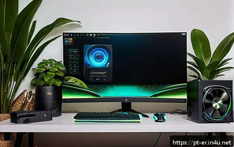 이터널리턴 게임 환경 최적화 - A modern gaming setup in a cozy Brazilian home office, featuring a mid-range PC with an Nvidia GTX 1...