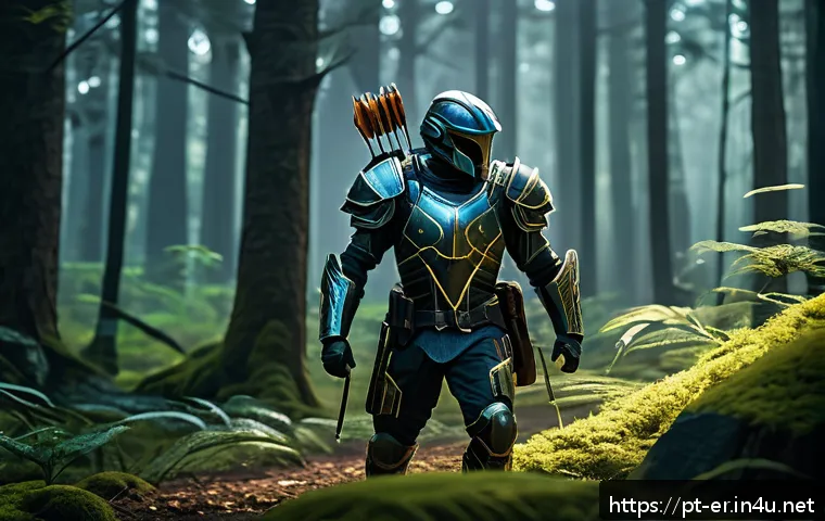 이터널리턴 게임 시간 절약법 - A dynamic scene of a competitive Eternal Return match set in a vibrant, detailed forest map during d...