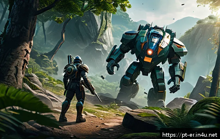 이터널리턴 프로 경기 해설 - A dynamic battle scene in a lush, detailed forest terrain from the game Eternal Return, featuring a ...