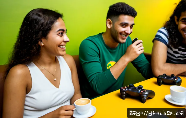 이터널리턴 유저 간담회 후기 - Photorealistic candid scene at a Brazilian gaming community meetup in São Paulo, diverse young adult...