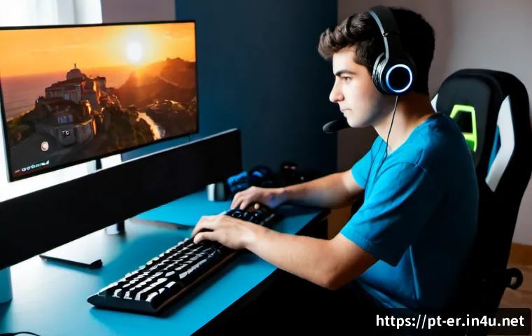 Home 17 이터널리턴 공방 승률 높이기 - Photorealistic esports practice scene in a cozy Portuguese gaming room, focused young adult player w...