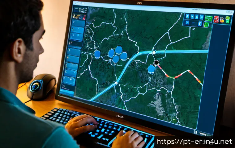 Home 30 이터널리턴 맵 루트 최적화 - Photorealistic overhead gaming desk scene, a focused Portuguese-speaking adult gamer planning an opt...